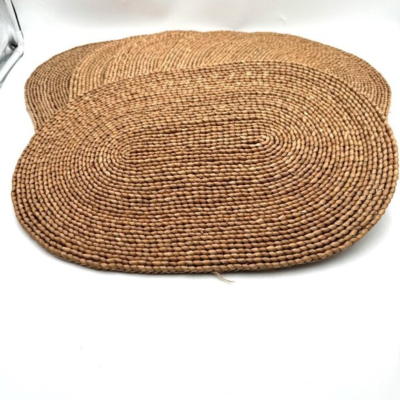 Vintage Hand-Woven Oval Placemat & Round Coaters Set - 6 piece set - Picture 1 of 5